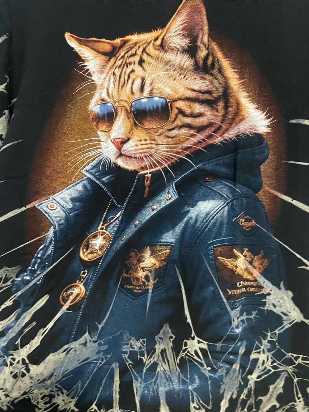 T43- X RAY Black 3D CAT The RIDER Graphic Tie Dye T-Shirt